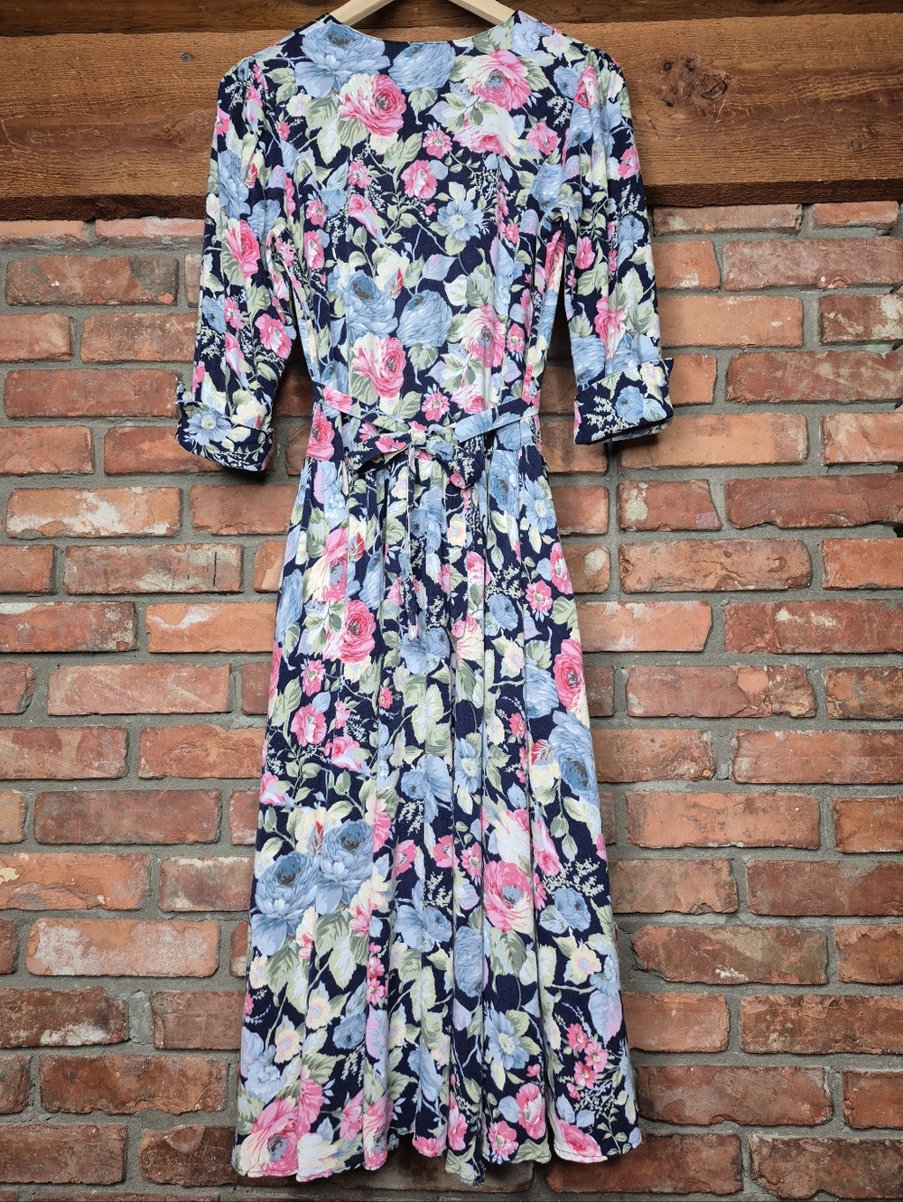 Vintage Les Modes Jolibel Floral Cottagecore Dress Romantic Prairie Tie Hearts - Picture 9 of 17